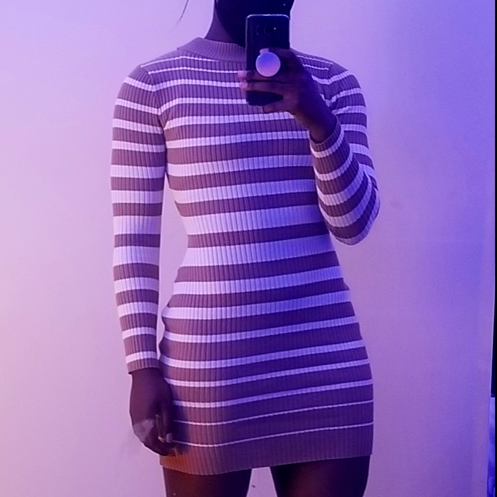 Striped Mini Bodycon Sweater Dress